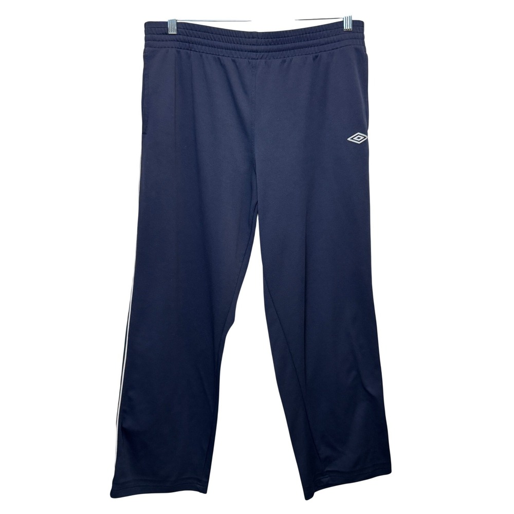 Umbro Mens Track Pants L Navy Blue White Stripe Athletic Soccer Sporty Retro